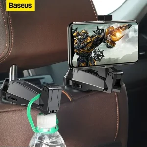 Baseus-Car-Phone-Holder-Headrest-Hooks-for-iPhone-Huawei-Back-Seat-Hook-Car-Mount-Holder-Fastener-Transparent image