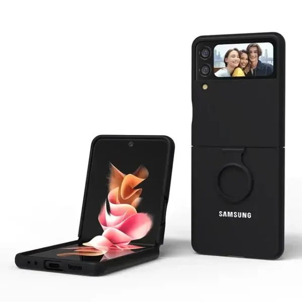 For-Samsung-Galaxy-Z-Flip3-Flip-3-With-Ring-Case-Liquid-Silicone-Foldable-Soft-Touch-Back-Image